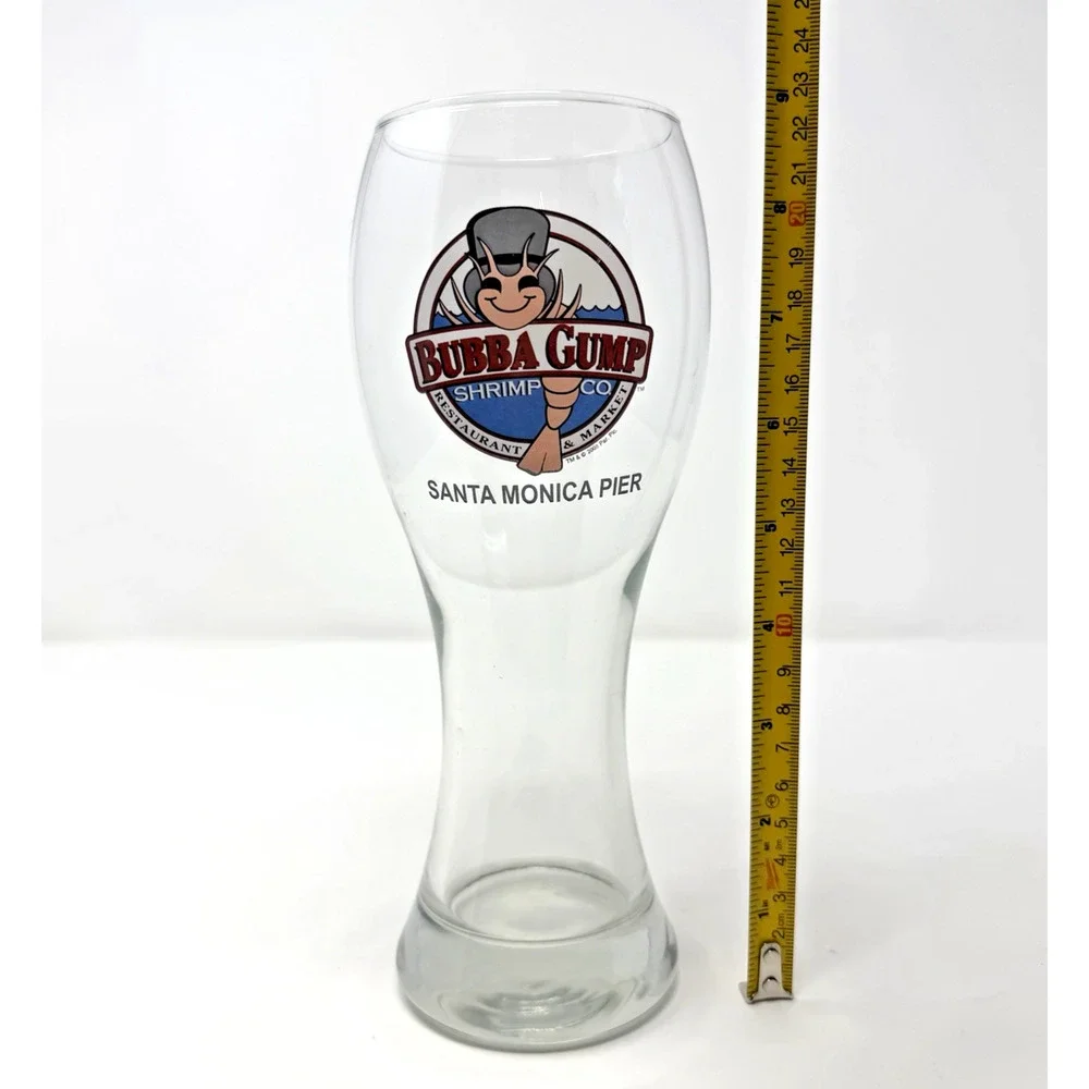 2008 Bubba Gump Santa Monica Pier Collectible Pilsner Glass Beer 9” Tall